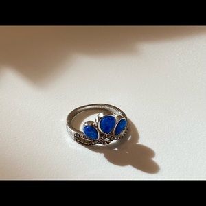 925 Sterling silver and blue fire opal ring